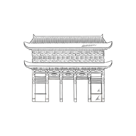 Temple cartoon black and white clipart