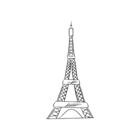 Eiffel Tower Paris France black and white clipart