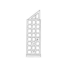 City Building Tower black and white clipart