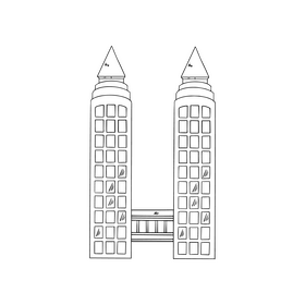 Petronas Twin Towers Malaysia black and white clipart