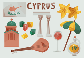 Cyprus icon set vector