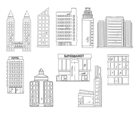 City buildings black and white vector