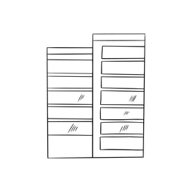 Glass building black and white clipart