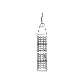 Skyscraper building illustration black and white clipart