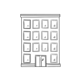 Building black and white clipart