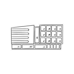 Modern buildings drawing black and white clipart