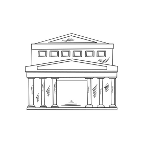Museum building cartoon black and white clipart