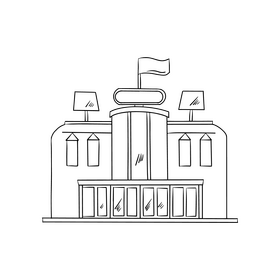Stadium building black and white clipart