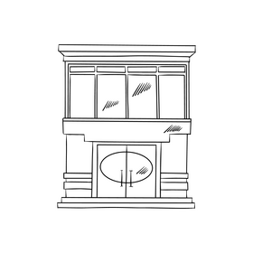 Gym building drawing black and white clipart