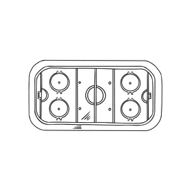 Flat ice hockey field top view black and white clipart
