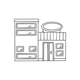 Pet shop cartoon black and white clipart