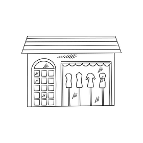 Clothing store black and white clipart