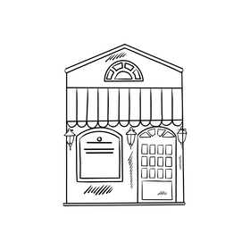 Shop cartoon black and white clipart