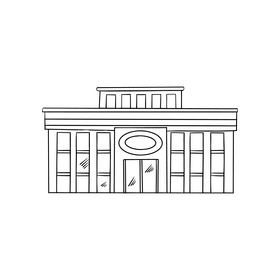 Shop building cartoon black and white clipart