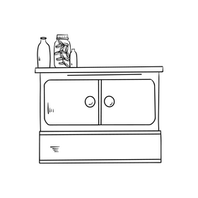 Chest of drawers black and white clipart