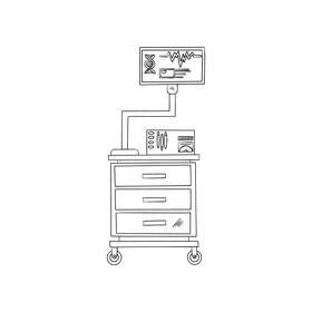 Hospital heart monitor cartoon black and white clipart