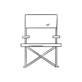 Folding chair black and white clipart
