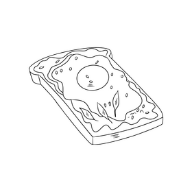 Egg on toast cartoon black and white clipart