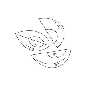 Egg slices black and white clipart