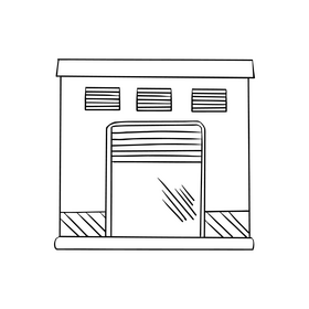 Garage door black and white clipart