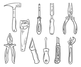 Fishing tools black and white vector free download