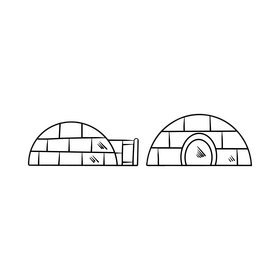 Igloo illustration black and white clipart
