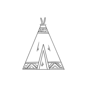 Wigwam black and white clipart