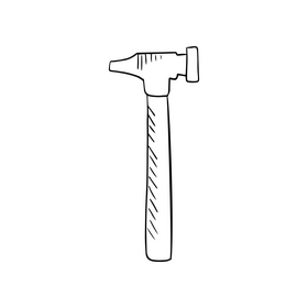 Hammer cartoon black and white clipart
