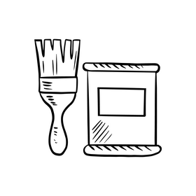 Paint brush black and white clipart