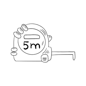 Roll up measuring tape black and white clipart