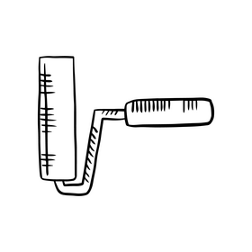 Paint roller black and white clipart