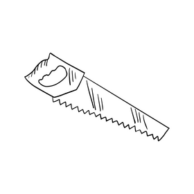 Cartoon hand saw black and white clipart