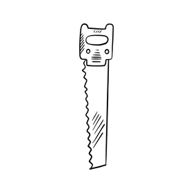 Hand saw illustration black and white clipart