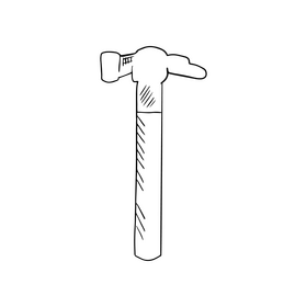 Hammer cartoon black and white clipart