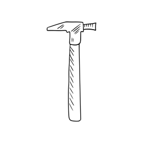 Hammer drawing black and white clipart