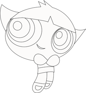 Powerpuff Girls black and white clipart
