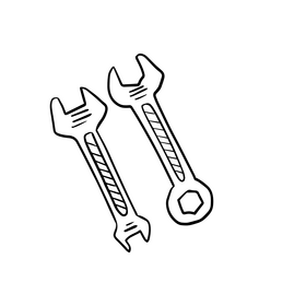 Wrenches illustration black and white clipart