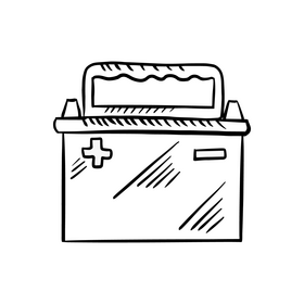 Car battery drawing black and white clipart