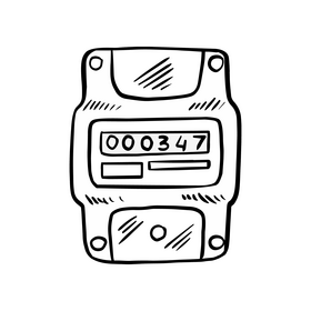 Electric meter black and white clipart