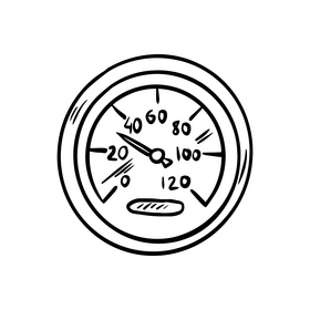 Cartoon speedometer black and white clipart