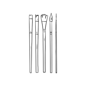 Paint brushes black and white clipart