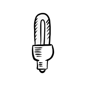 LED energy saving lamp drawing black and white clipart