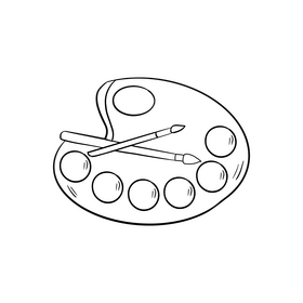 Paint palette black and white clipart