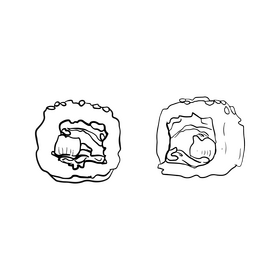 Sushi rolls black and white clipart