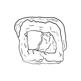 Sushi rolls cartoon black and white clipart