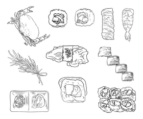 Sushi food black and white vector