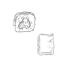 Sushi rolls black and white clipart