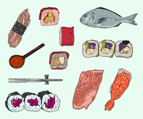 Sushi rolls cartoon vector