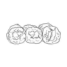 Sushi rolls cartoon black and white clipart