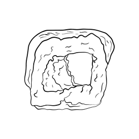 Sushi rolls black and white clipart